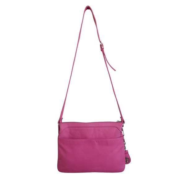 Vintage Gianni Bernini Pink Faux Leather Crossbody Shoulder Bag + Key FOB - Picture 5 of 9